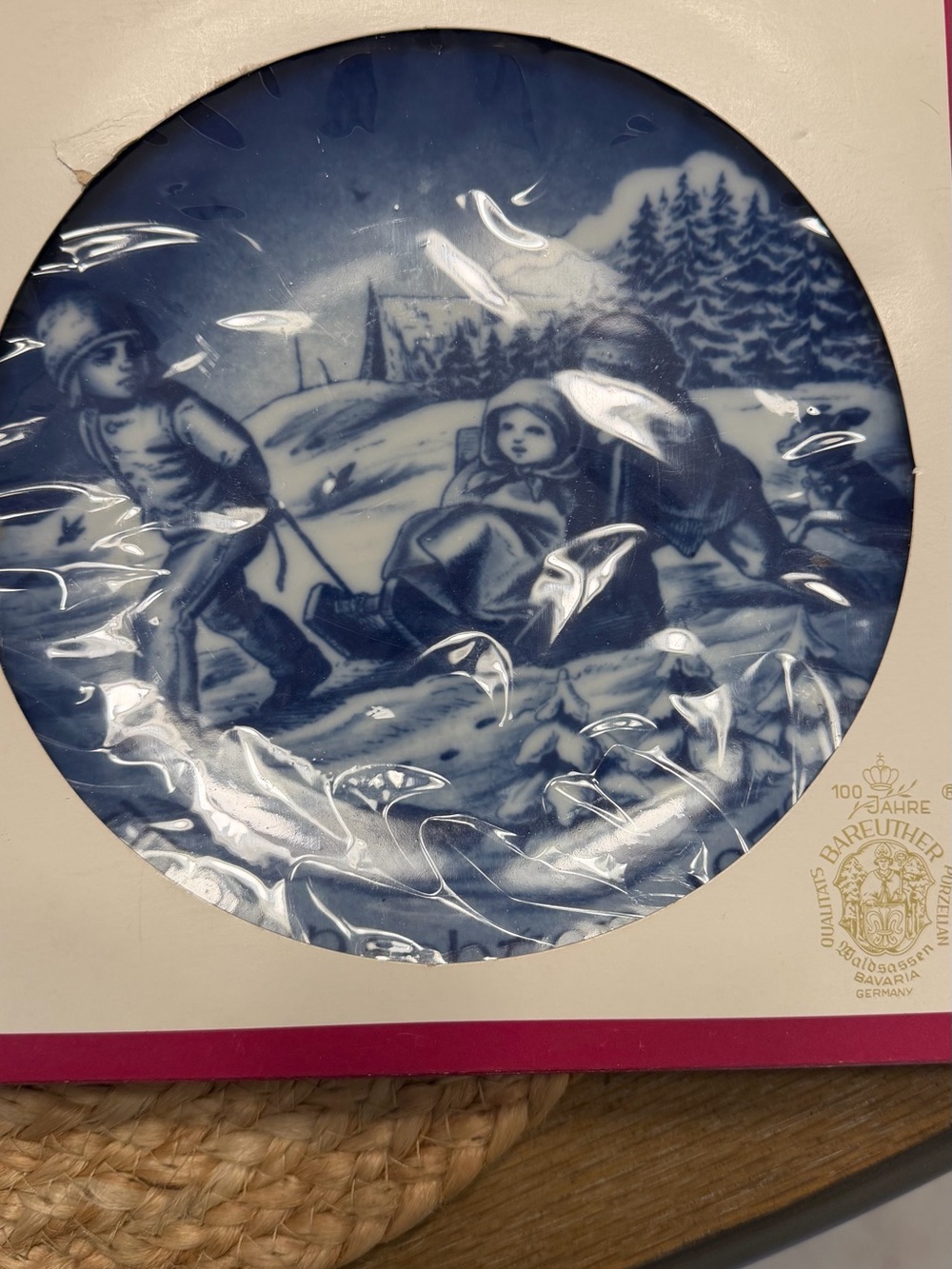 Blue and White Porcelain Decorative Plate - Winter Scene